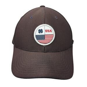 USA Flag Snapback Trucker Hat Brown One Size Mesh Back Black Clover